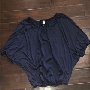 Navy blue mixed material top from Kensie